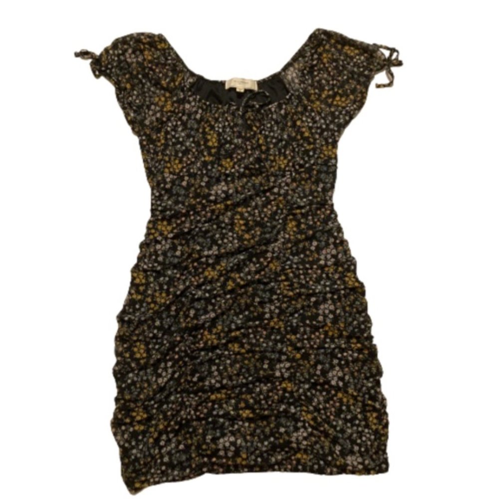 No Comment Scrunched Floral Mini Dress